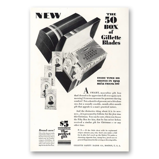 1928 Gillette Razor Blades Blades Every Time He Shaves In 1929 Vintage Magazine Print Ad