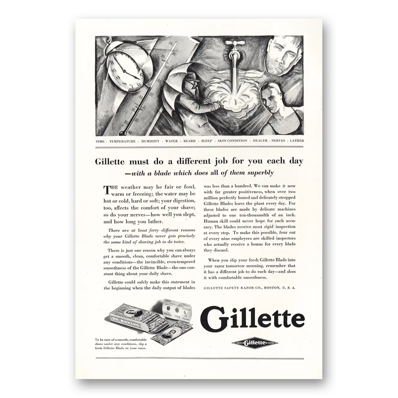 1928 Gillette Razor Must Do a Different Job for You Each Day Vintage Magazine Print Ad