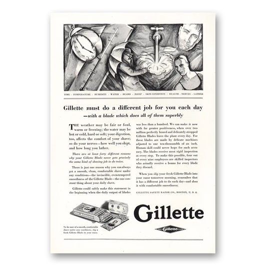 1928 Gillette Razor Must Do a Different Job for You Each Day Vintage Magazine Print Ad