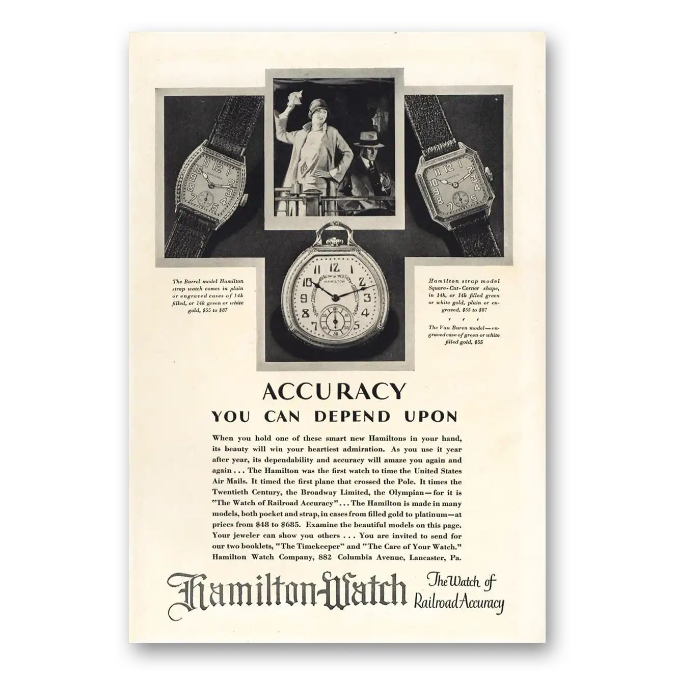 1928 Hamilton Watch Accuracy You Can Depend Upon Vintage Magazine Print Ad