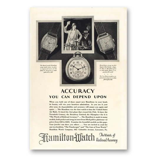 1928 Hamilton Watch Accuracy You Can Depend Upon Vintage Magazine Print Ad