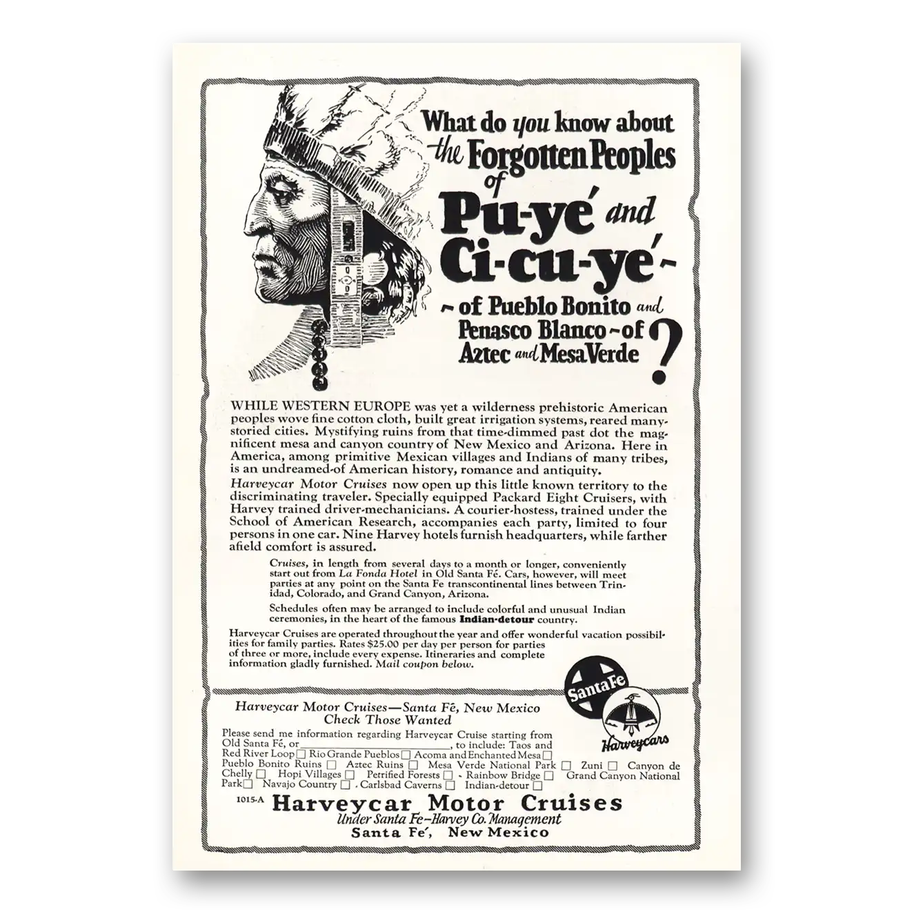 1928 Harveycar Motor Cruises Pu ye and Ci cu ye Vintage Magazine Print Ad