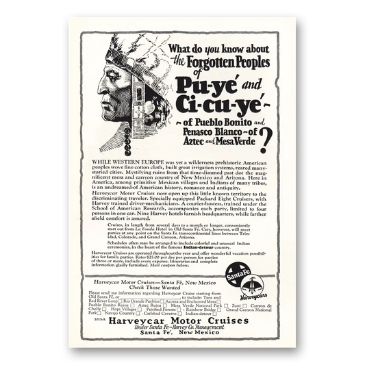 1928 Harveycar Motor Cruises Pu ye and Ci cu ye Vintage Magazine Print Ad