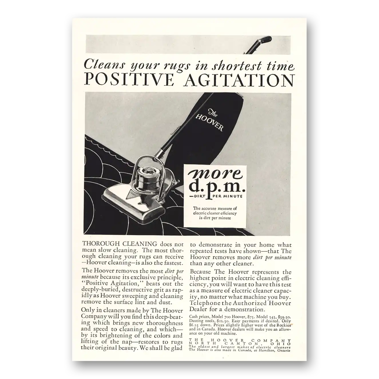 1928 Hoover Vacuum Positive Agitation Vintage Magazine Print Ad