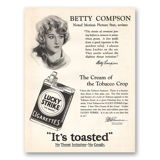 1928 Lucky Strike Cigarettes Betty Compson Vintage Magazine Print Ad