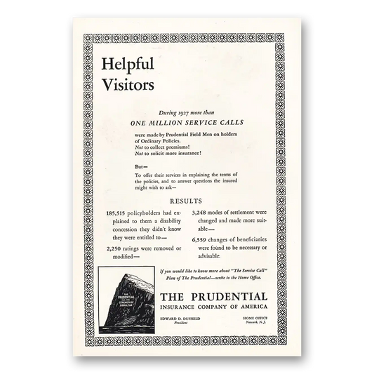 1928 Prudential Insurance More Than One Million Service Calls Vintage Magazine Print Ad