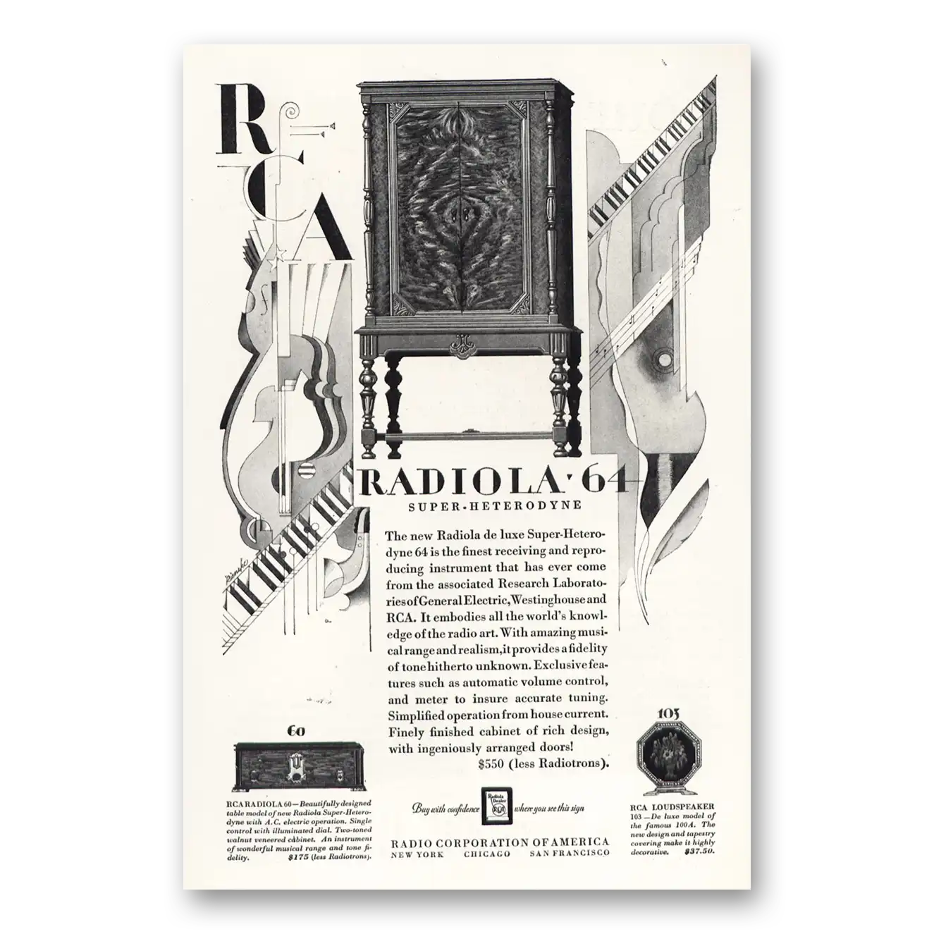 1928 RCA Radiola Radio Super Heterodyne Finest Receiving Vintage Magazine Print Ad