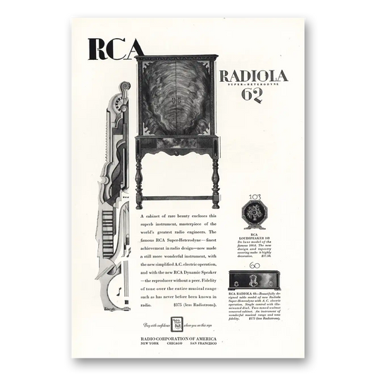 1928 RCA Radiola Radio Cabinet of Rare Beauty Vintage Magazine Print Ad