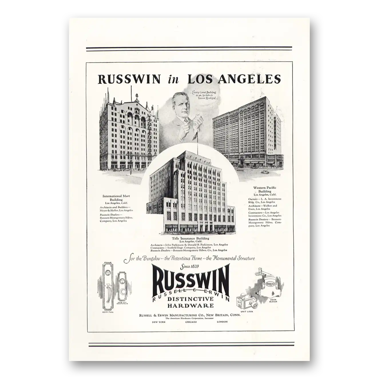 1928 Russwin Hardware Hardware Russwin In Los Angeles Vintage Magazine Print Ad