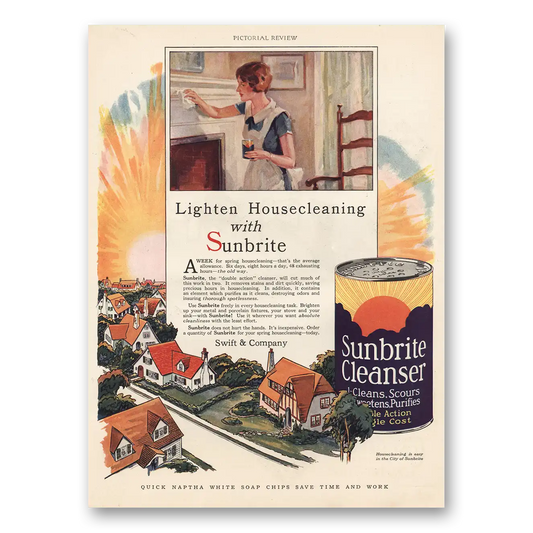 1928 Sunbrite Cleanser Lighten Housecleaning Vintage Magazine Print Ad