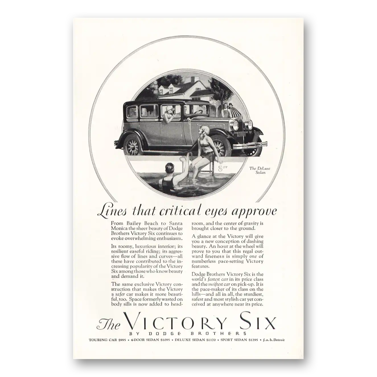 1928 Dodge Victory Six Lines That Critical Eyes Approve Vintage Magazine Print Ad