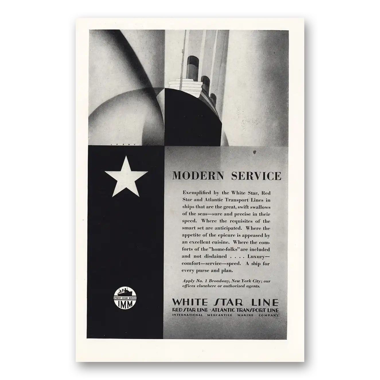 1928 White Star Line Modern Service Comforts of Home Folks Vintage Magazine Print Ad