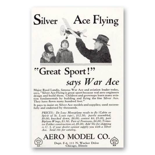 1929 Aero Model Silver Ace Flying Vintage Magazine Print Ad