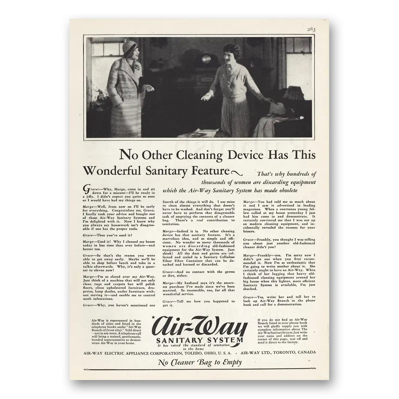 1929 Air Way Sanitizor No Other Cleaning Device Has This Vintage Magazine Print Ad