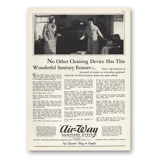 1929 Air Way Sanitizor No Other Cleaning Device Has This Vintage Magazine Print Ad