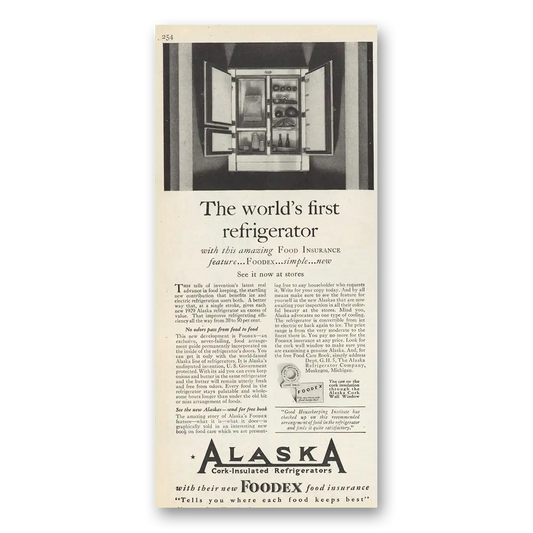 1929 Alaska Refrigerator Cork Insulated Refrigerators Worlds First Vintage Magazine Print Ad