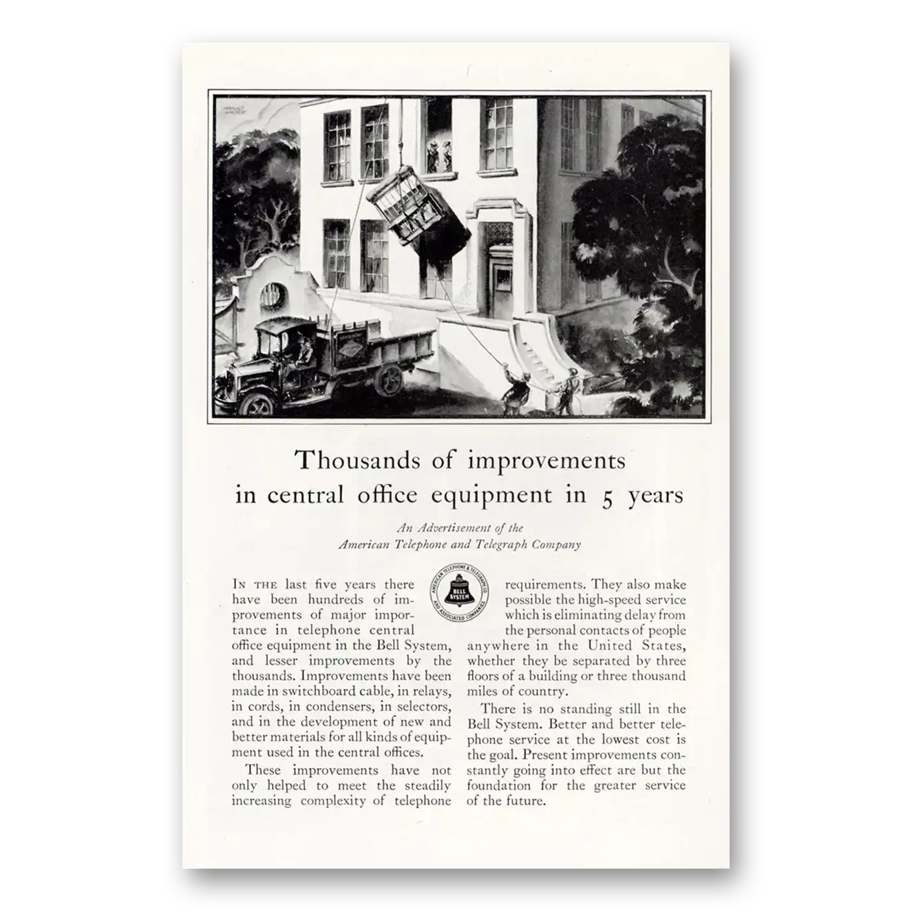 1929 American Telephone Thousands of Improvements Vintage Magazine Print Ad