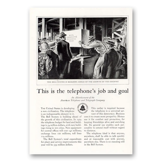 1929 American Telephone Job and Goal Vintage Magazine Print Ad