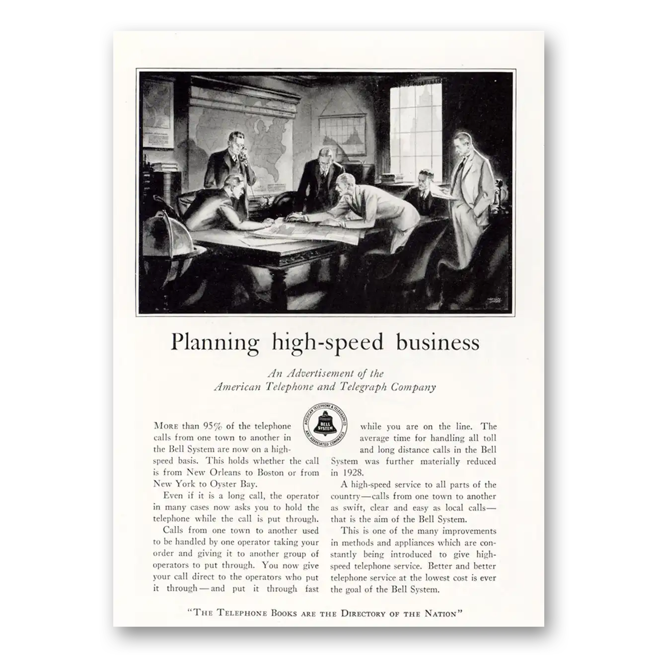 1929 American Telephone Planning High Speed Business Vintage Magazine Print Ad