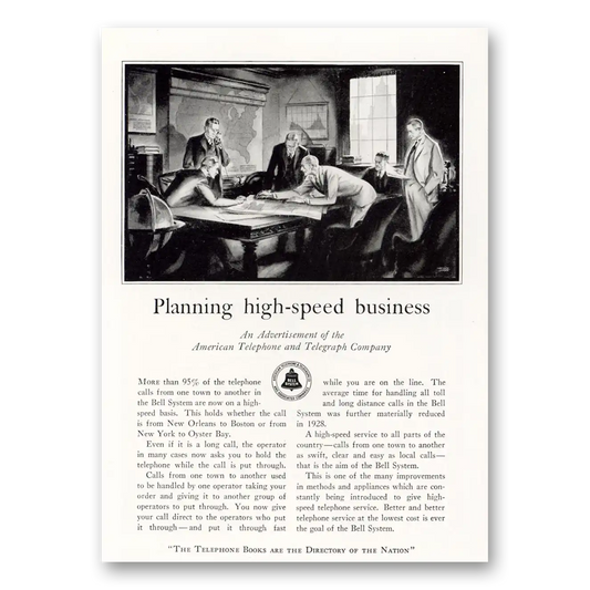 1929 American Telephone Planning High Speed Business Vintage Magazine Print Ad