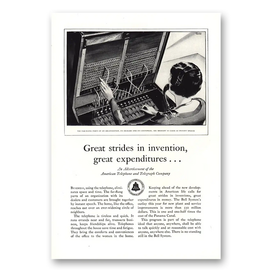 1929 American Telephone Great Strides In Invention Vintage Magazine Print Ad