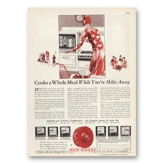 1929 American Stove Cooks a Whole Meal While You're Miles Away Vintage Magazine Print Ad