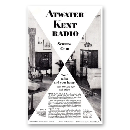 1929 Atwater Kent Radio Screen Grid Your Radio and Your Home Vintage Magazine Print Ad