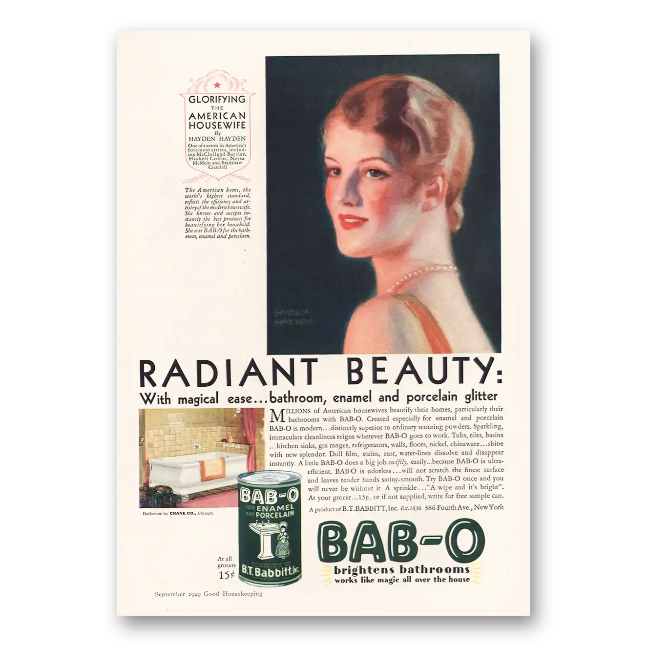 1929 BAB-O Radiant Beauty Magical Ease Vintage Magazine Print Ad