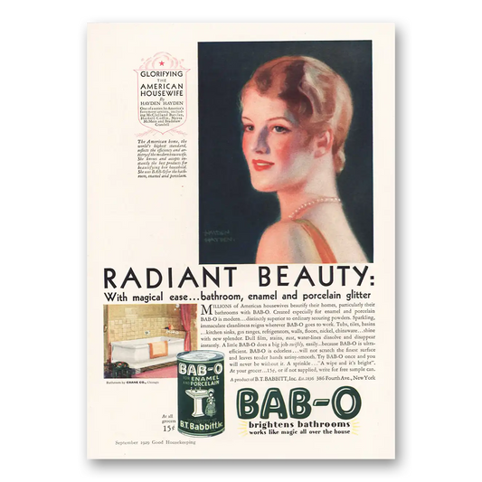 1929 BAB-O Radiant Beauty Magical Ease Vintage Magazine Print Ad