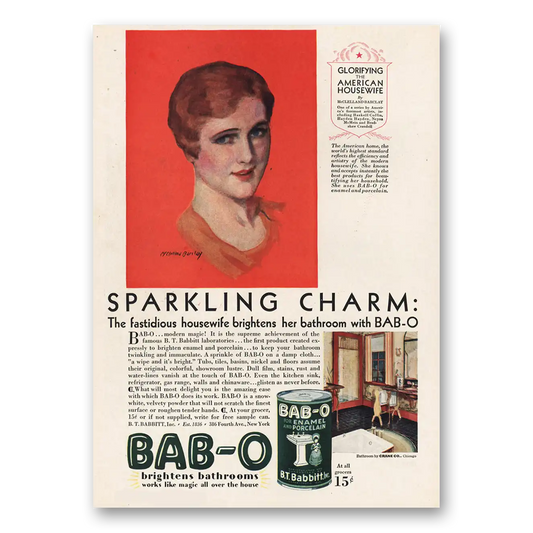 1929 BAB-O Sparkling Charm Fastidious Housewife Vintage Magazine Print Ad