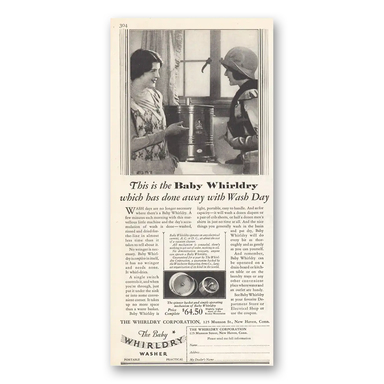 1929 Westinghouse Washer Baby Whirldry Washer Has Done Away With Wash Day Vintage Magazine Print Ad