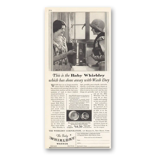 1929 Westinghouse Washer Baby Whirldry Washer Has Done Away With Wash Day Vintage Magazine Print Ad