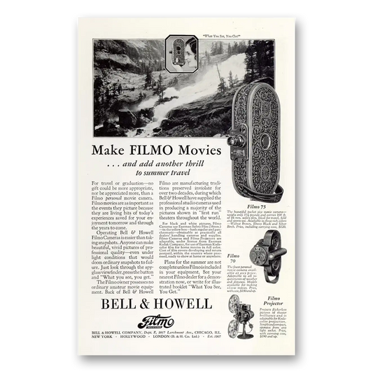 1929 Filmo Camera Another Thrill to Summer Travel Vintage Magazine Print Ad