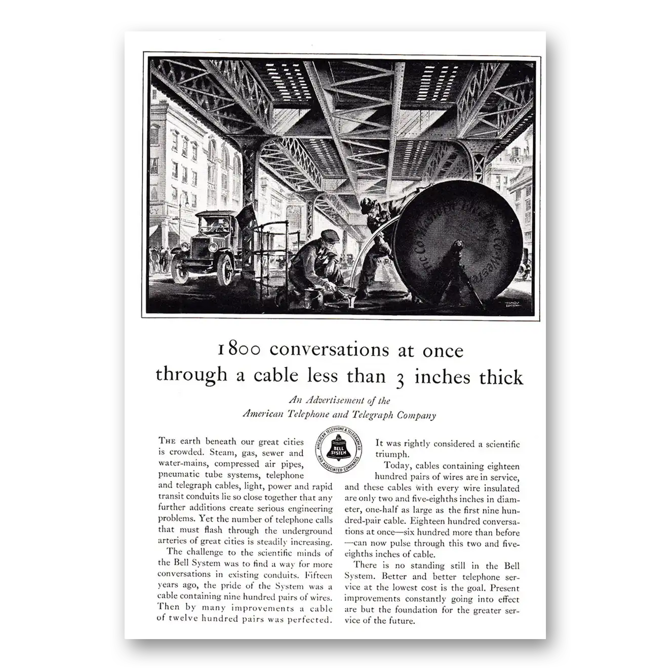 1929 American Telephone 1800 Conversations at Once Vintage Magazine Print Ad