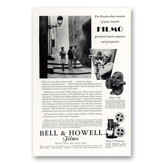 1929 Filmo Camera Theater Clear Movies Vintage Magazine Print Ad