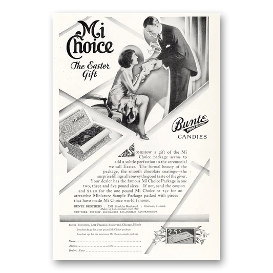 1929 Bunte Mi Choice Chocolates Easter Gift Vintage Magazine Print Ad