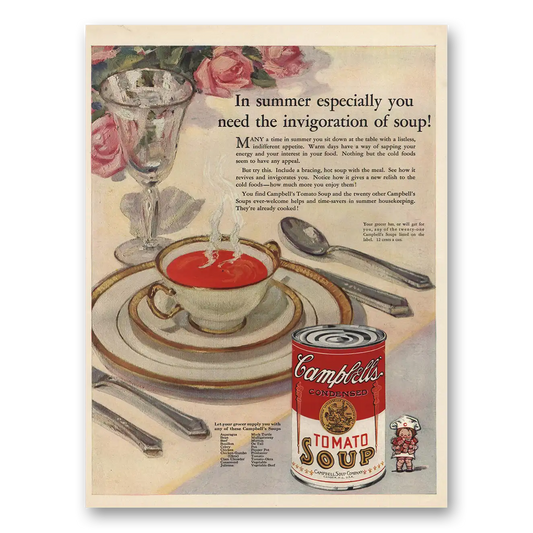 1929 Campbells Tomato Soup Invigoration of Soup Vintage Magazine Print Ad