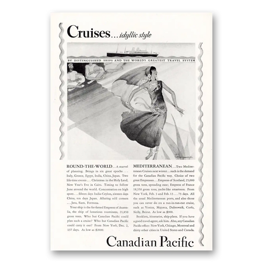 1929 Canadian Pacific Cruises Idyllic Style Vintage Magazine Print Ad