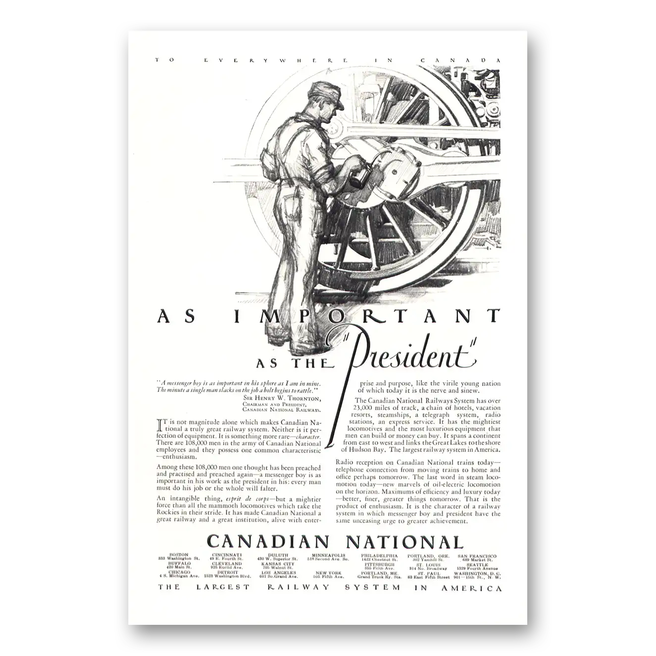 1929 Canadian National Railways As Important As the President Vintage Magazine Print Ad