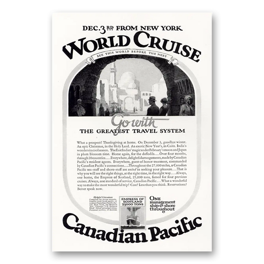 1925 Canadian Pacific From New York World Cruise Vintage Magazine Print Ad