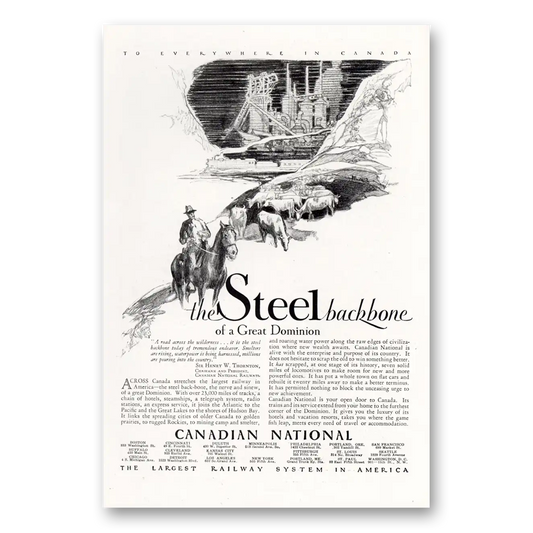 1929 Canadian National Railways Steel Backbone Vintage Magazine Print Ad