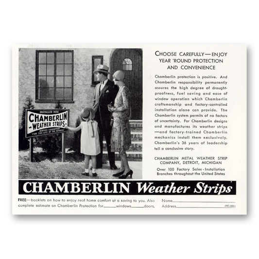 1929 Chamberlin Weather Strips Choose Carefully Vintage Magazine Print Ad