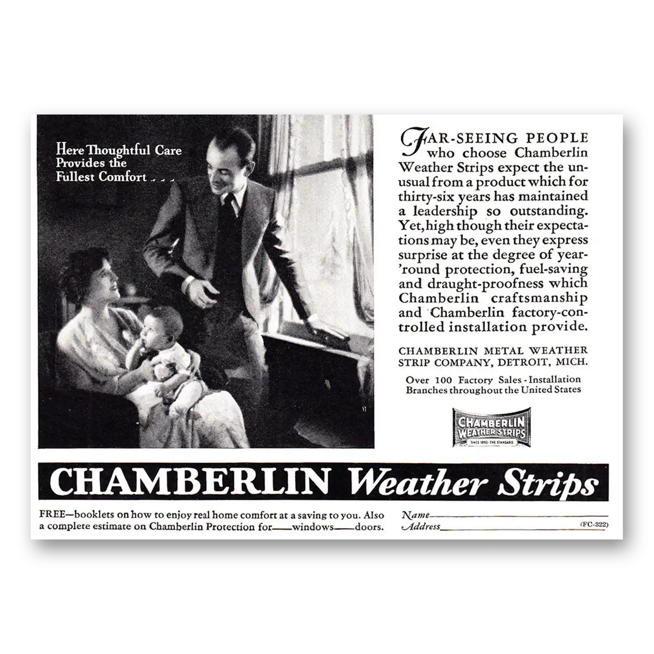 1929 Chamberlin Weather Strips Far Seeing People Vintage Magazine Print Ad