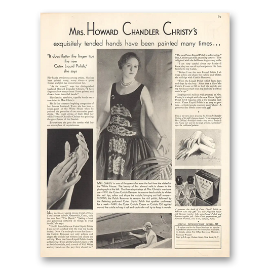 1929 Cutex Nail Polish Mrs Howard Chandler Vintage Magazine Print Ad