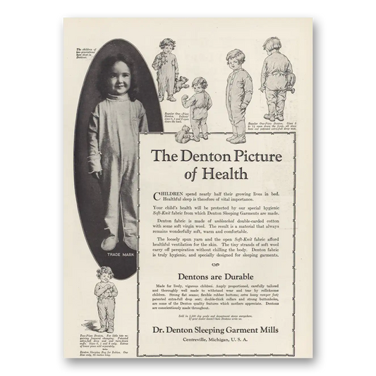 1929 Dr Denton Sleeping Garments Picture of Health Vintage Magazine Print Ad