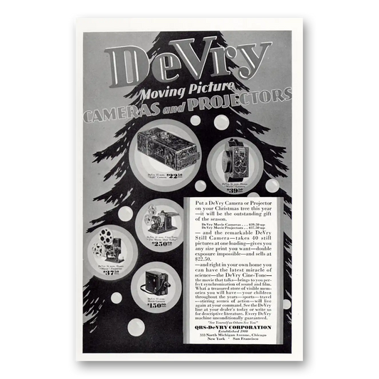 1929 DeVry Camera Christmas Vintage Magazine Print Ad