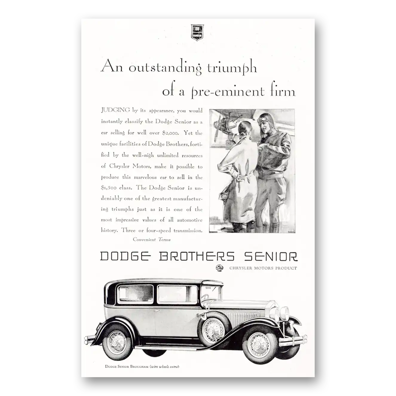 1929 Dodge Senior Senior Outstanding Triumph Vintage Magazine Print Ad