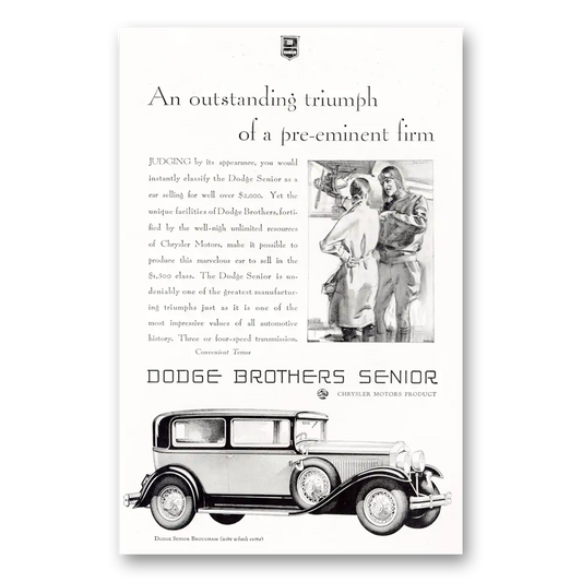 1929 Dodge Senior Senior Outstanding Triumph Vintage Magazine Print Ad