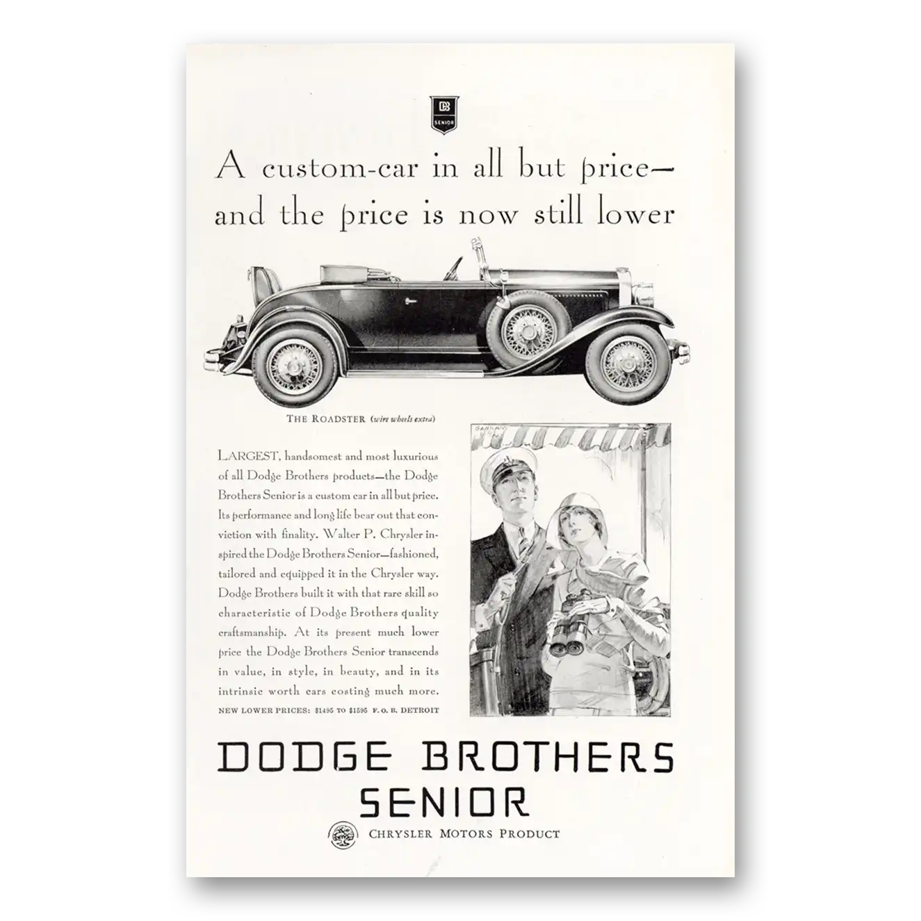 1929 Dodge Senior Custom Car In All But Price Vintage Magazine Print Ad