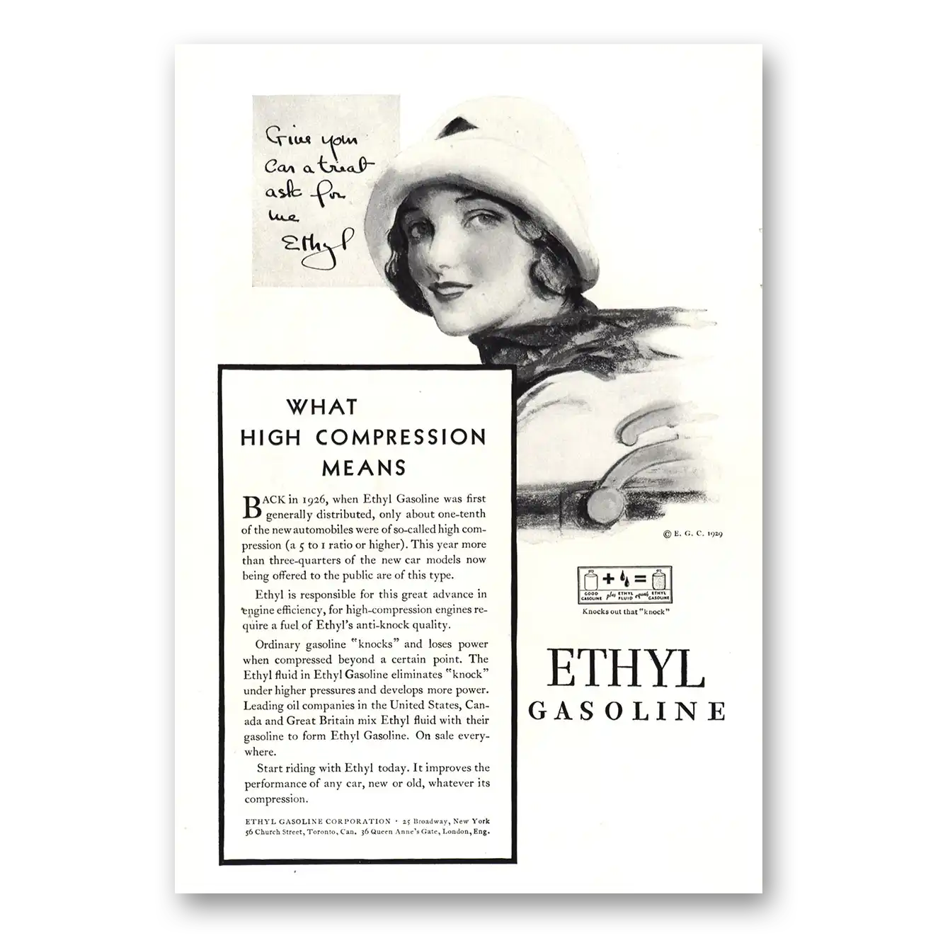 1929 Ethyl Gasoline Give Your Car a Treat Vintage Magazine Print Ad